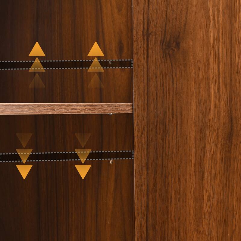 Sideboard Buffet Cabinet with Geometric Carved Doors, Storage Cabinet with Metal Legs, Multi-Functional Food Pantry Cabinet