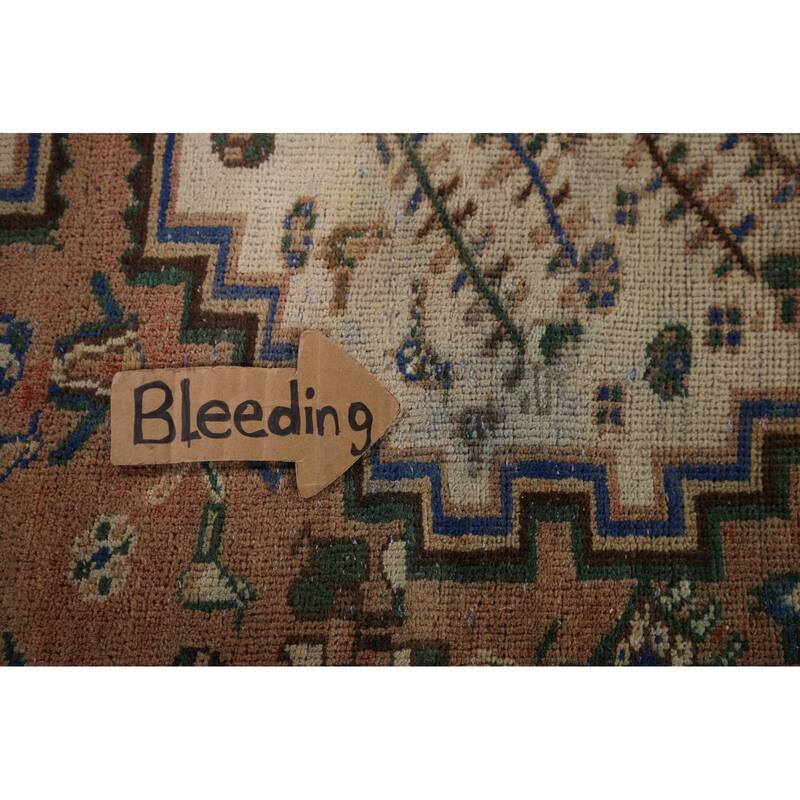 Geometric Orange Bakhtiari Persian Vintage Rug Hand-Knotted Wool Carpet - 4'9" x 9'10"