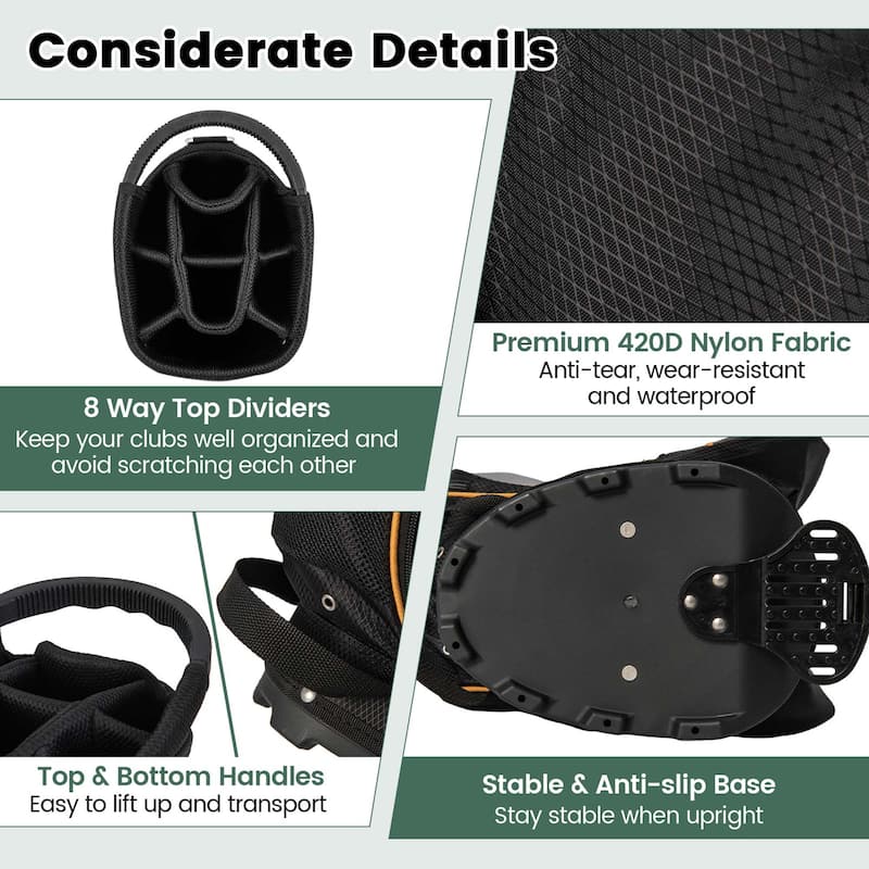 Costway Golf Stand Bag Portable Lightweight Golf Carry Club Bag w/ - See Details