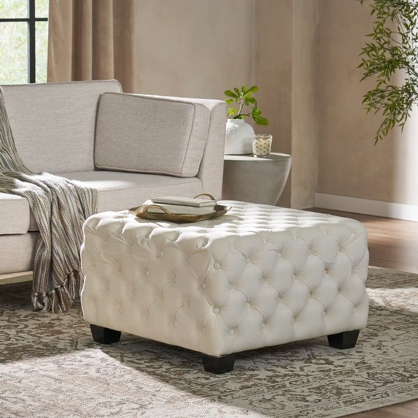 Jaymee Modern Glam Button Tufted Velvet Ottoman by Christopher Knight Home  - On Sale - Bed Bath & Beyond - 12055167