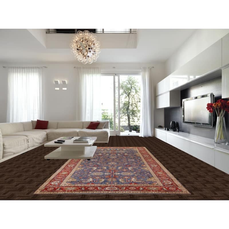 Blue Oushak Oriental Large Area Rug Handmade Wool Carpet - 7'11" X 15'9"