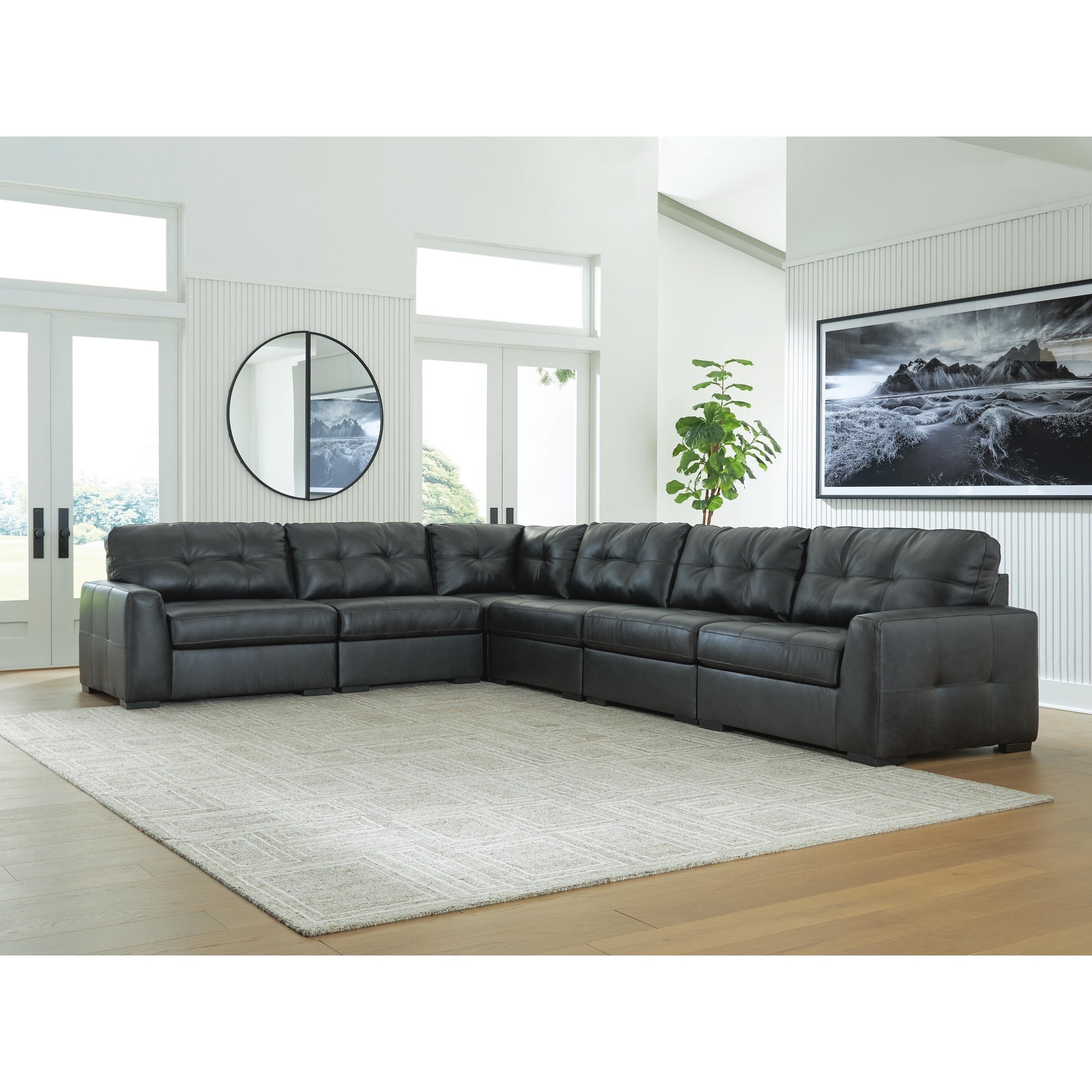 Signature Design by Ashley Brindley Pier Gray 6-Piece Sectional - 168"W x 128"D x 40"H