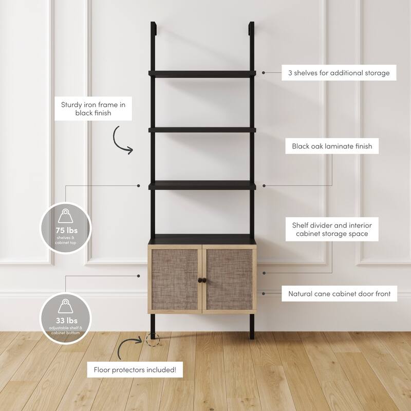 Nathan James Theo Open Shelf Industrial Bookcase with Drawers or Cabinets
