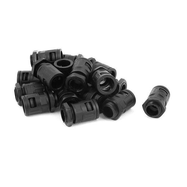 Unique Bargains AD15.8 Plastic Flexible Corrugated Pipe Round Cable Hose Connector Black 18 Pcs