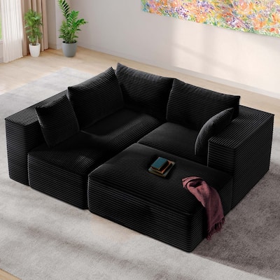 Moasis L Shaped Cloud Upholstered Couches Sectional Sofa with Deep Seat for Living Room or Bedroom