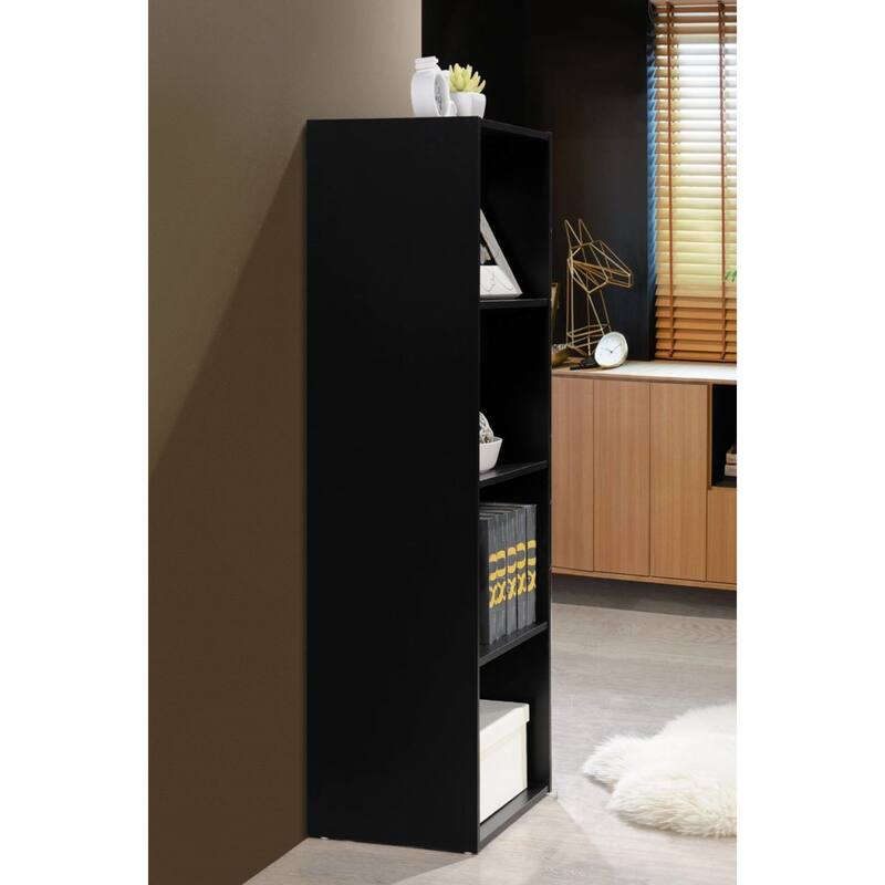 47.25" Black Multipurpose Bookcase with 4-Shelves