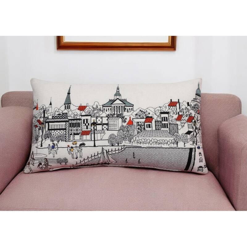 14" X 24" Cream Hometown Pride Wool Lumbar Throw Pillow - Cream