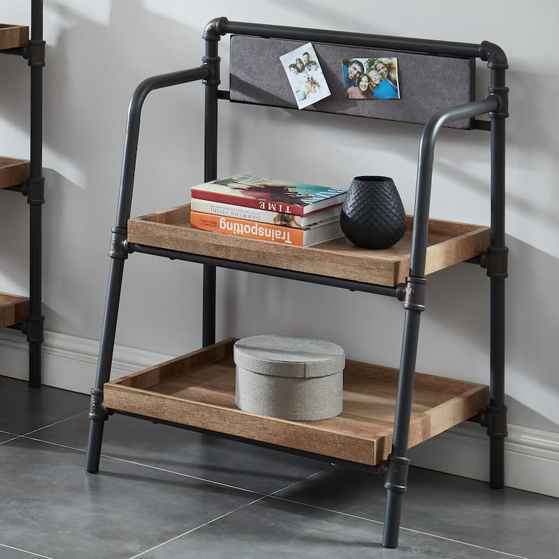 Pham Industrial Brown Metal Display Bookshelf by Furniture of America - 2 Tiers