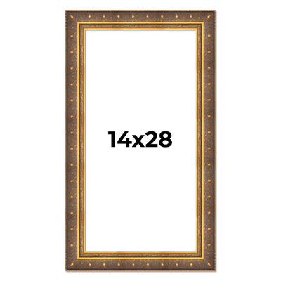 14x28 Frame Gold Real Wood Picture Frame inches Interior Frame Depth 1 inches Museo Bronze Ornate Photo Frame with UV Acrylic