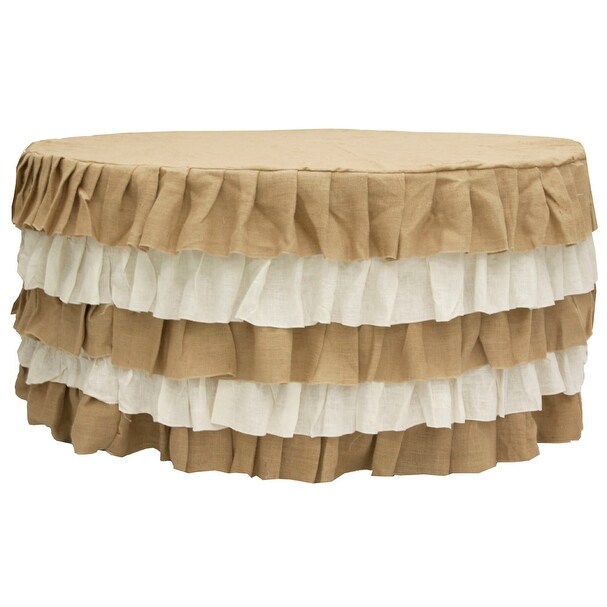 Shop Ruffled Burlap Fitted Tablecloth Natural Tan Light Ivory