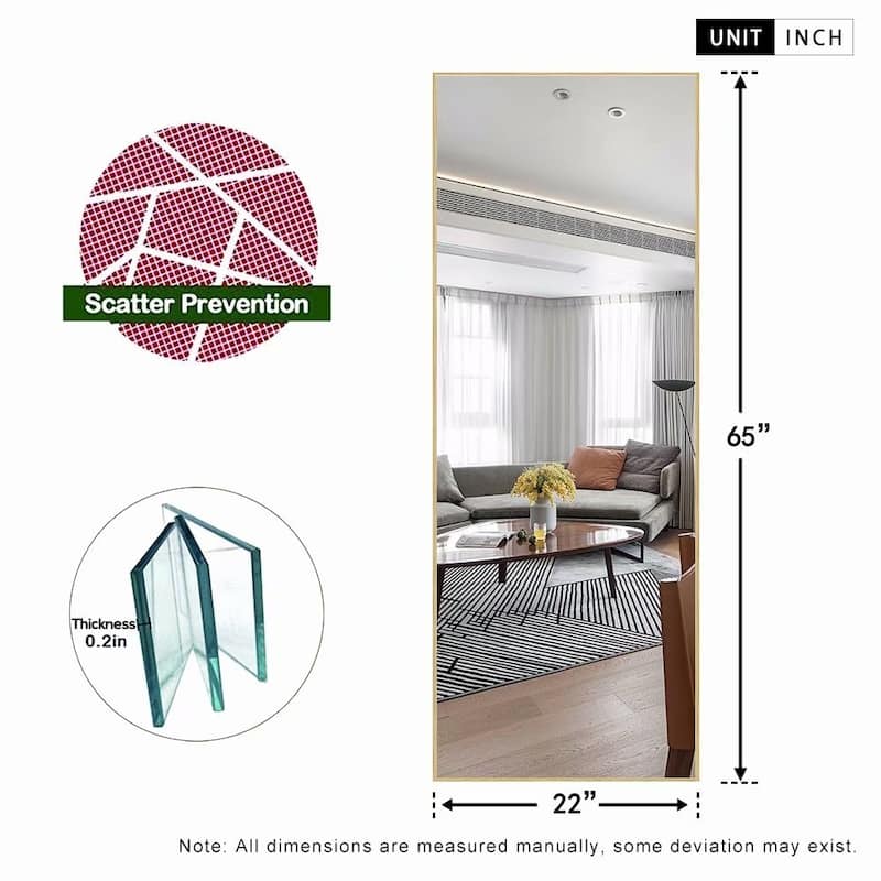 Dovelina Modern Full Length Floor Mirror - Freestanding Vanity Mirror for Bathroom or Living Space