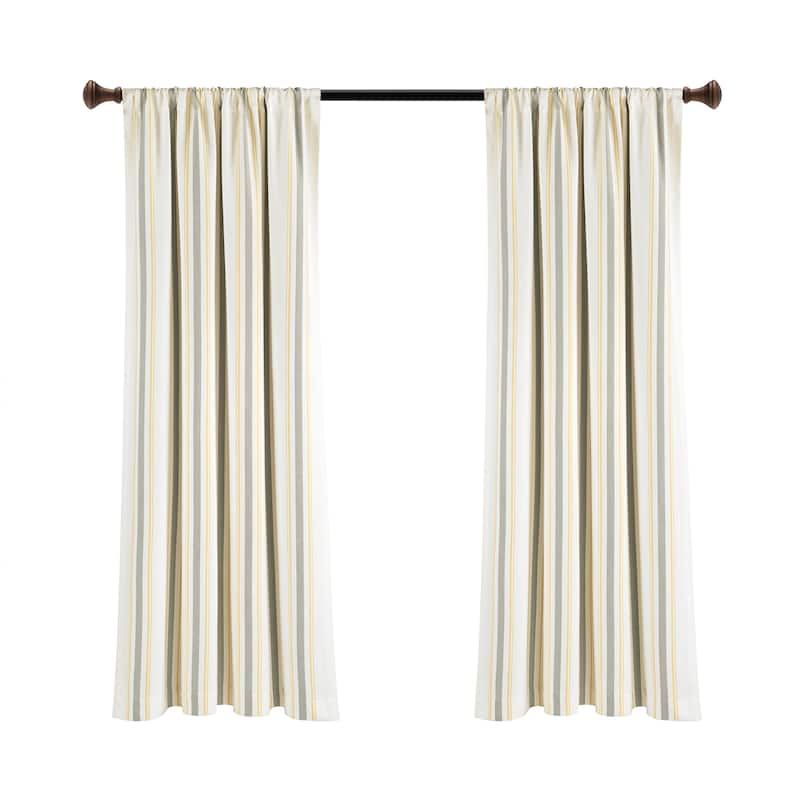 Lush Decor Farmhouse Stripe Yarn Dyed Cotton Window Curtain Panel Pair