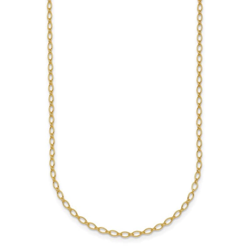 Curata Italian 14k Yellow Gold 1.9mm Oval Link Chain Necklace For Women (Lobster)