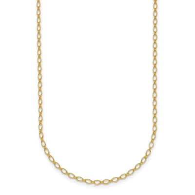 Curata Italian 14k Yellow Gold 1.9mm Oval Link Chain Necklace For Women (Lobster)