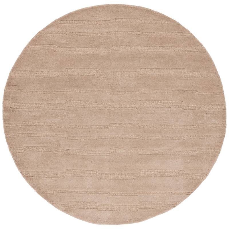 SAFAVIEH Handmade Chatham Rafah Modern Wool Rug - 6' Round - Taupe