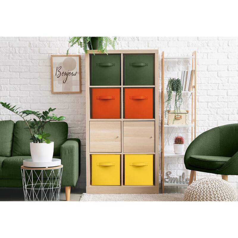 Sorbus Fabric Storage Bins 11" Foldable Cubes Multicolored With Handles For Pantry, Cubbies, Toy And Closet Organization- 6Pk