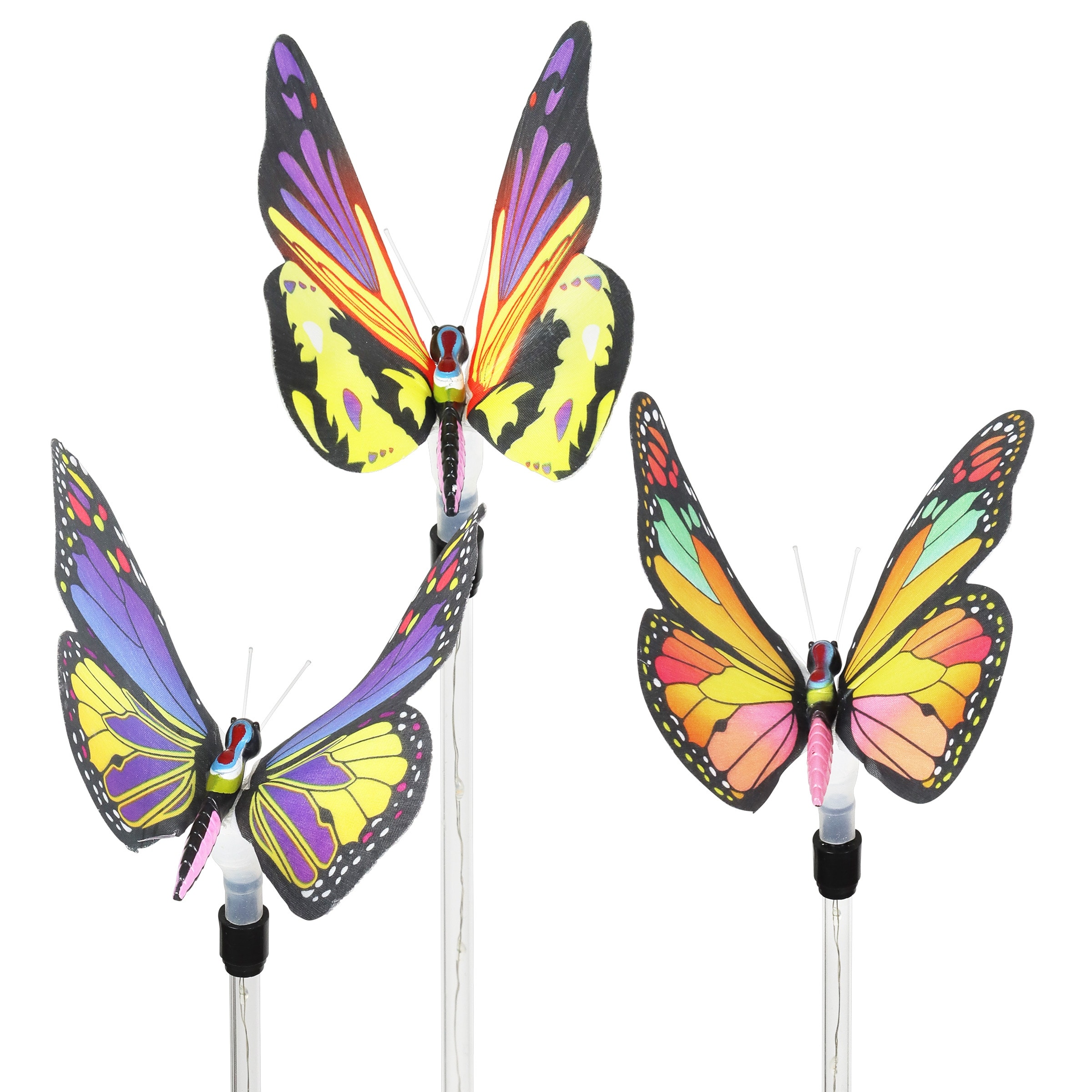 Exhart Solar Fiber Optic Color Changing Butterfly Garden Stake Set of  with LED Stake, by 30 Inches Bed Bath  Beyond 35638632