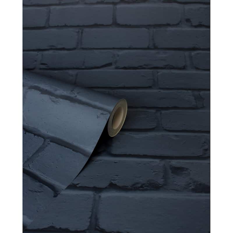 Fine Decor Alpin Navy Painted Brick Wallpaper
