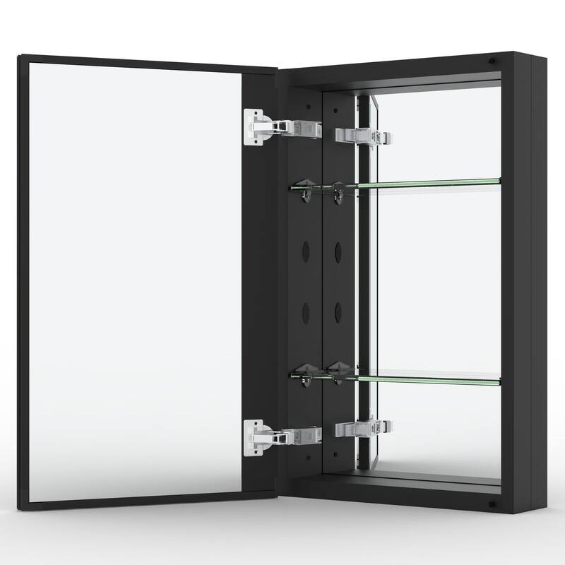 15" x 24" Rectangular Aluminum Surface Mount Medicine Cabinet with Mirror and Shelves - 15" x 24"
