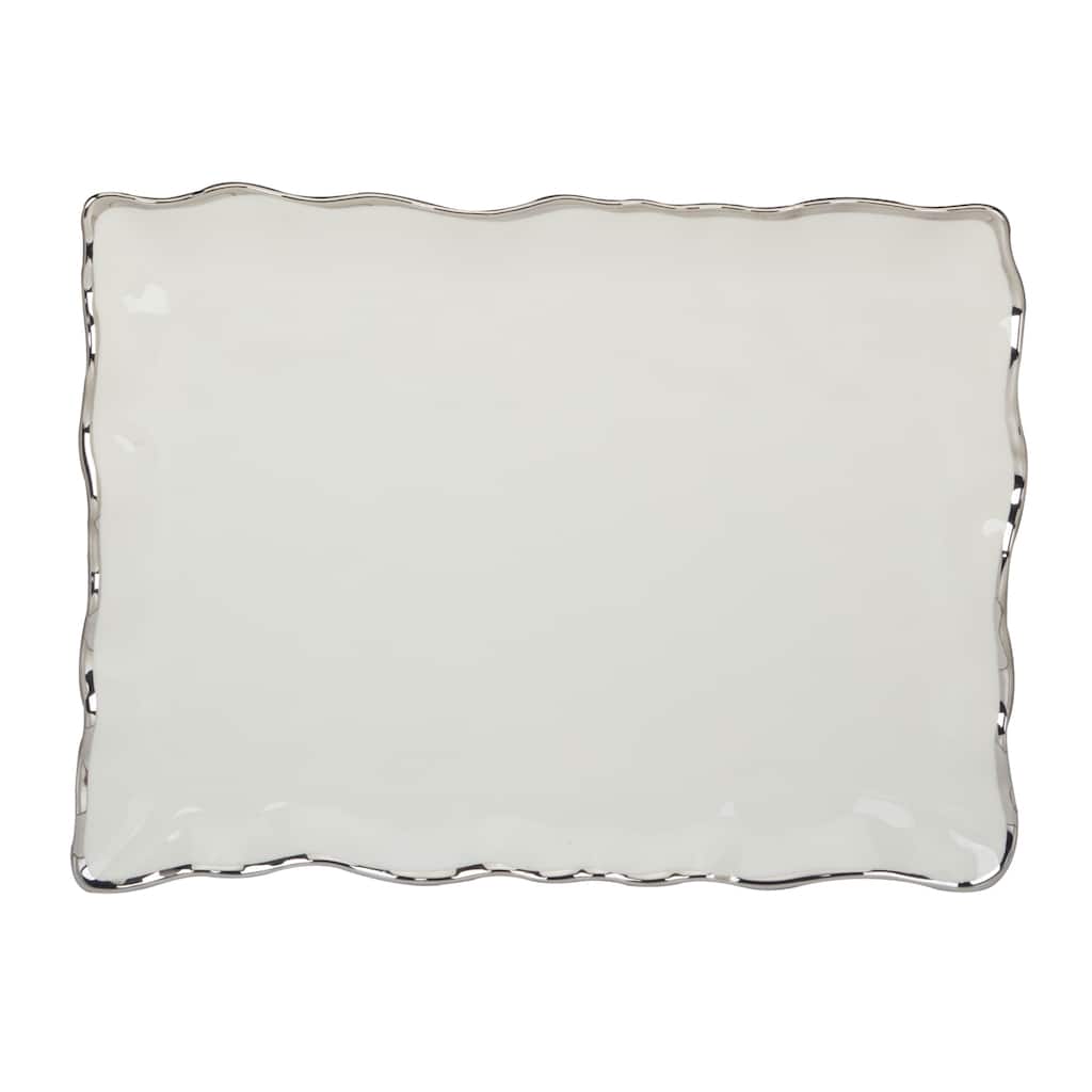 Certified International Regency Silver Rectangular Platter 16" x 11.75" - 16" x 11.75" x 1.25"