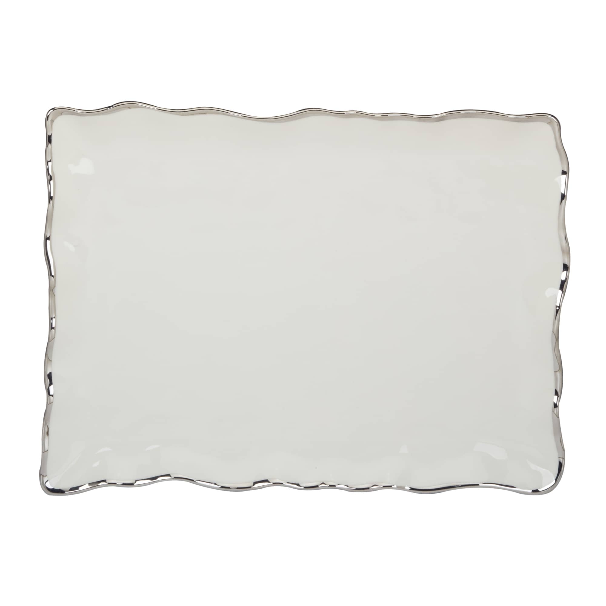 Certified International Regency Silver Rectangular Platter 16" x 11.75" - 16" x 11.75" x 1.25"