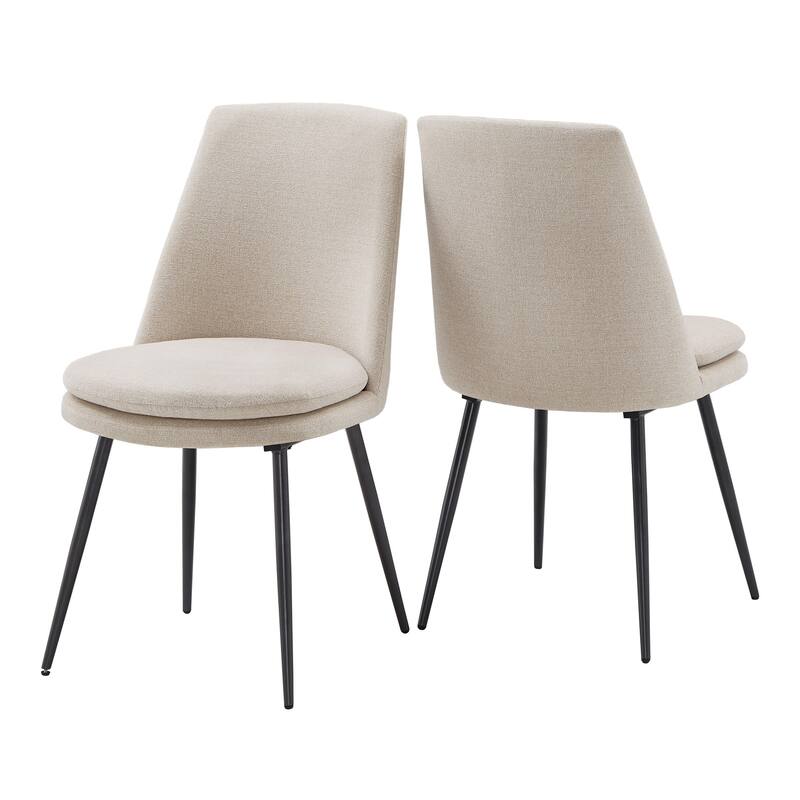 Saki Upholstered Dining Chairs (Set of 2) by iNSPIRE Q Modern - Iron Grey Metal Legs - Beige Chenille Fabric