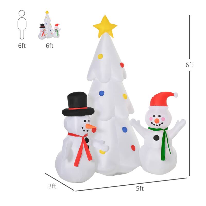 HOMCOM 6 ft. Inflatable Snowman Christmas Decoration, Inflatable Christmas Tree