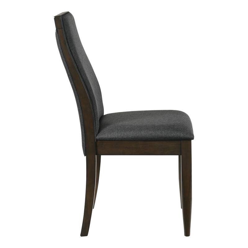 19 Inch Side Chairs, Set of 2, Gray Fabric, Tall Sloped Back, Parson Style