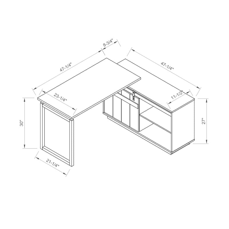 L-Shaped Home Office Desk with Storage Credenza