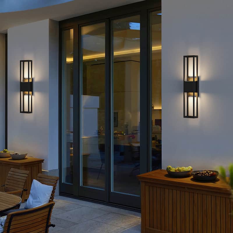 Modern Rectangle Matte Black LED Wall Sconce Outdoor Waterproof