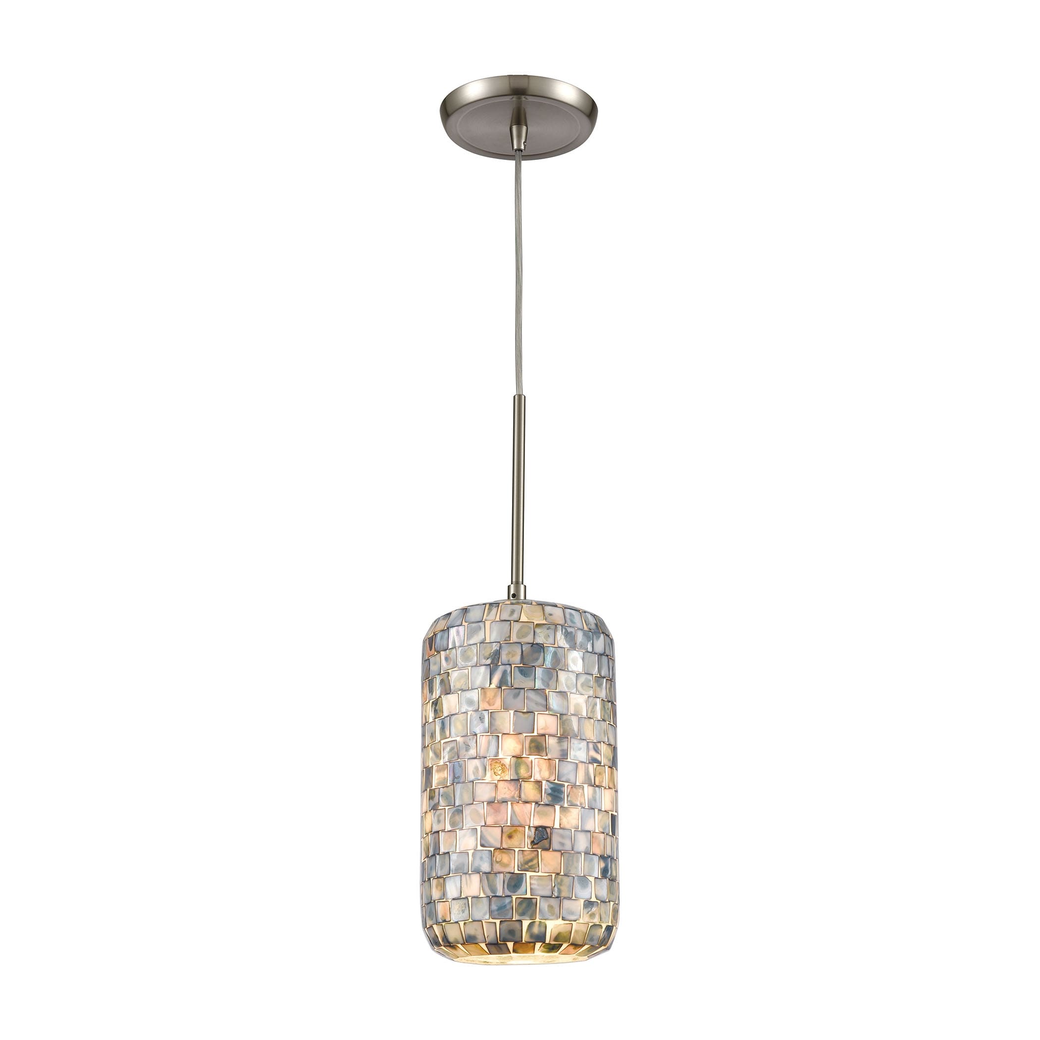 Elk Home Capri Satin Nickel With Gray Capiz Shell 1 Light Pendant