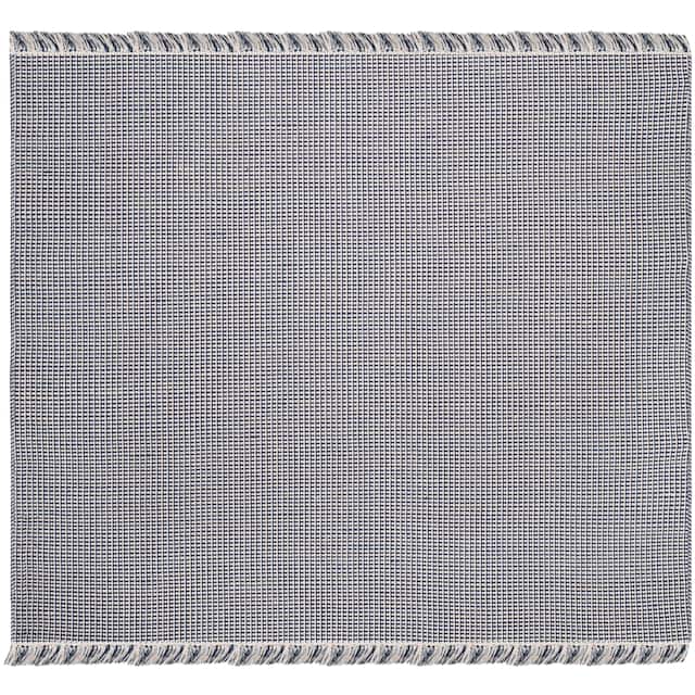 SAFAVIEH Handmade Montauk Rukhsana Flatweave Cotton Fringe Rug - 4' x 4' Square - Ivory/Navy