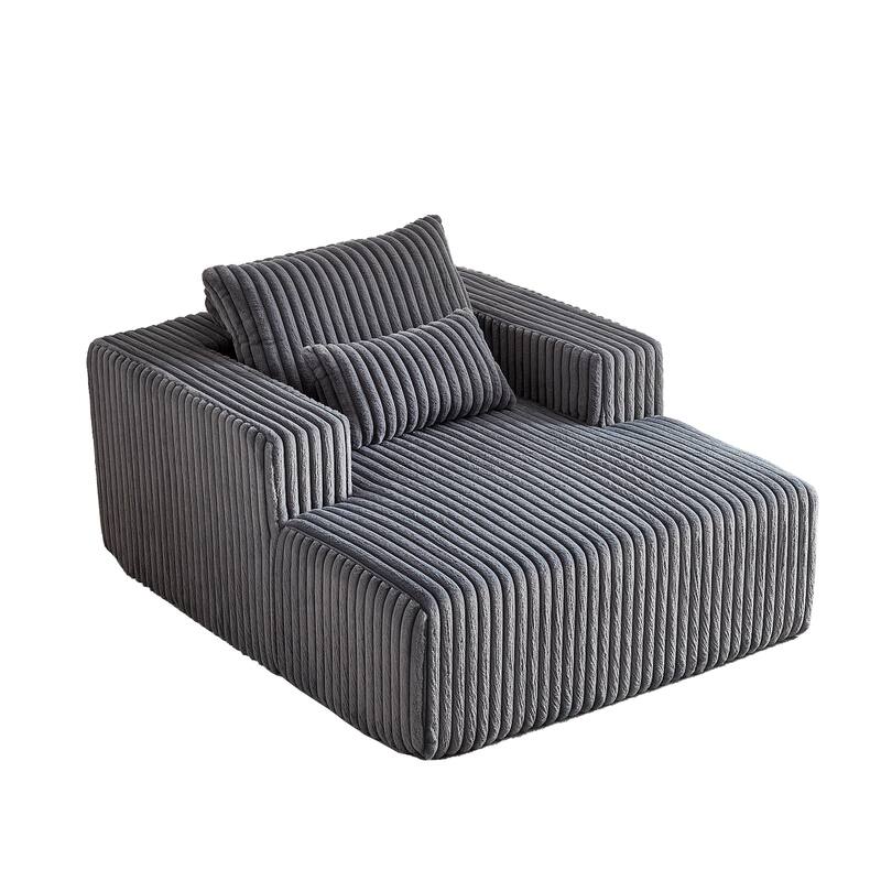 62.5" Corduroy Sponge Sofa Lounge Chair,No Assembly Required,Fluffy Modern Sleeper Chair for Indoor Living Room Bedroom