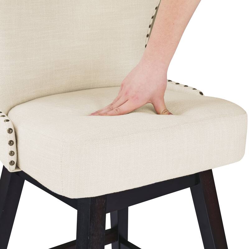 Modern 26 in. H Counter Height Bar Stools Upholstered 360 Free Swivel Counter Stools with Nailhead Trim