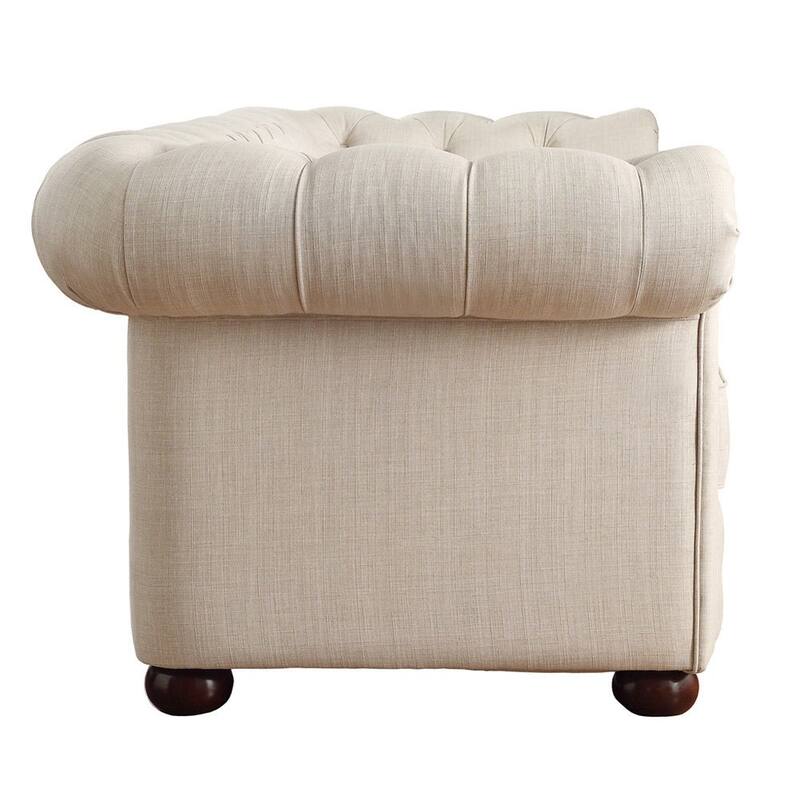 Knightsbridge Beige Linen Tufted Scroll Arm Chesterfield Loveseat by iNSPIRE Q Artisan