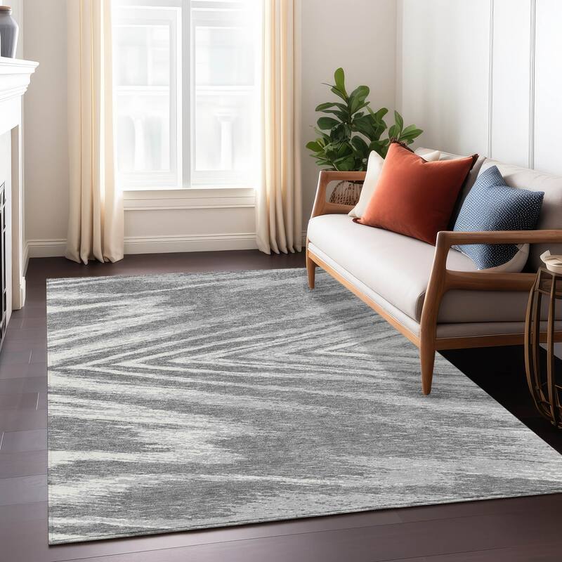 Machine Washable Indoor/ Outdoor Chantille Modern Chevron Rug