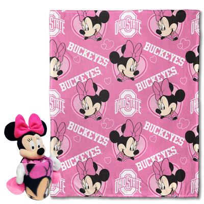 NCAA Disney Ohio State Pennant Minnie Hugger Pillow & Silk Touch Throw Set
