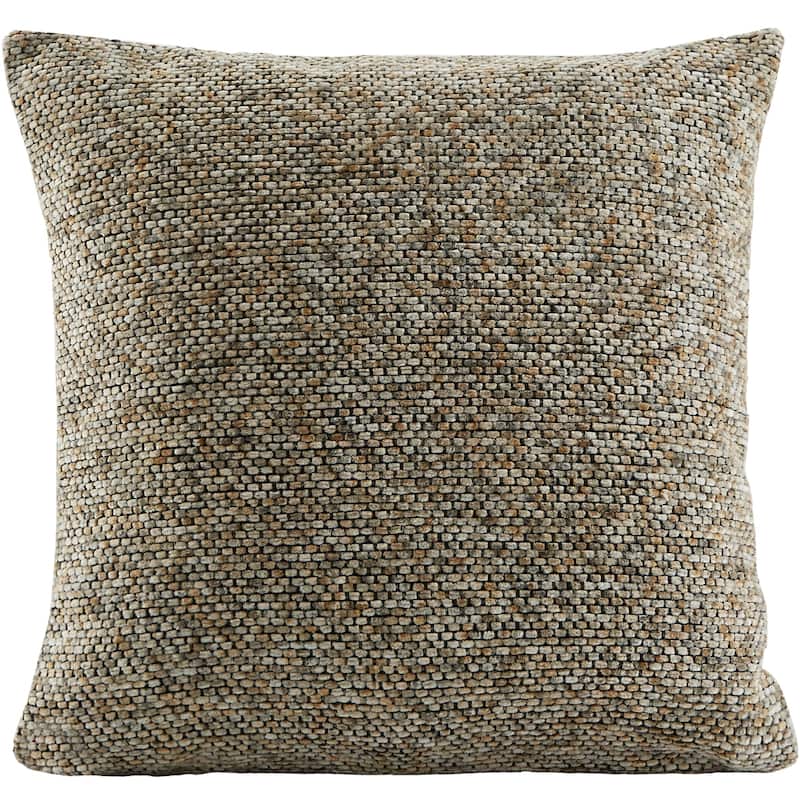 Violet Linen Chenille Classic Basketweave Pattern, 18 Inch x 18 Inch, Square, Decorative Accent Throw Pillow Cover - Oatmeal
