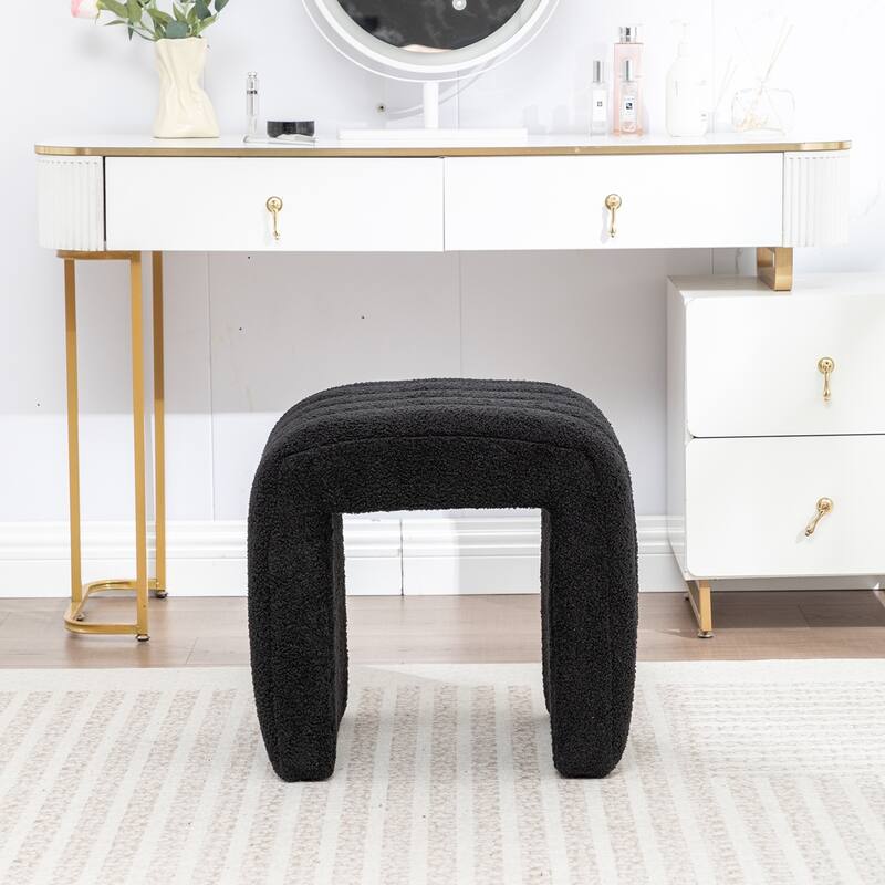 SEYNAR Modern Glam Teddy Velvet Upolstered U-Shaped Ottoman