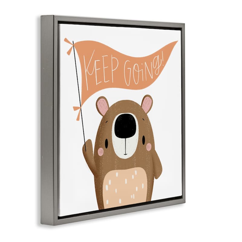 Stupell Motivational Bear Keep Going Framed Floater Canvas Wall Art Design By Sarah Hickman