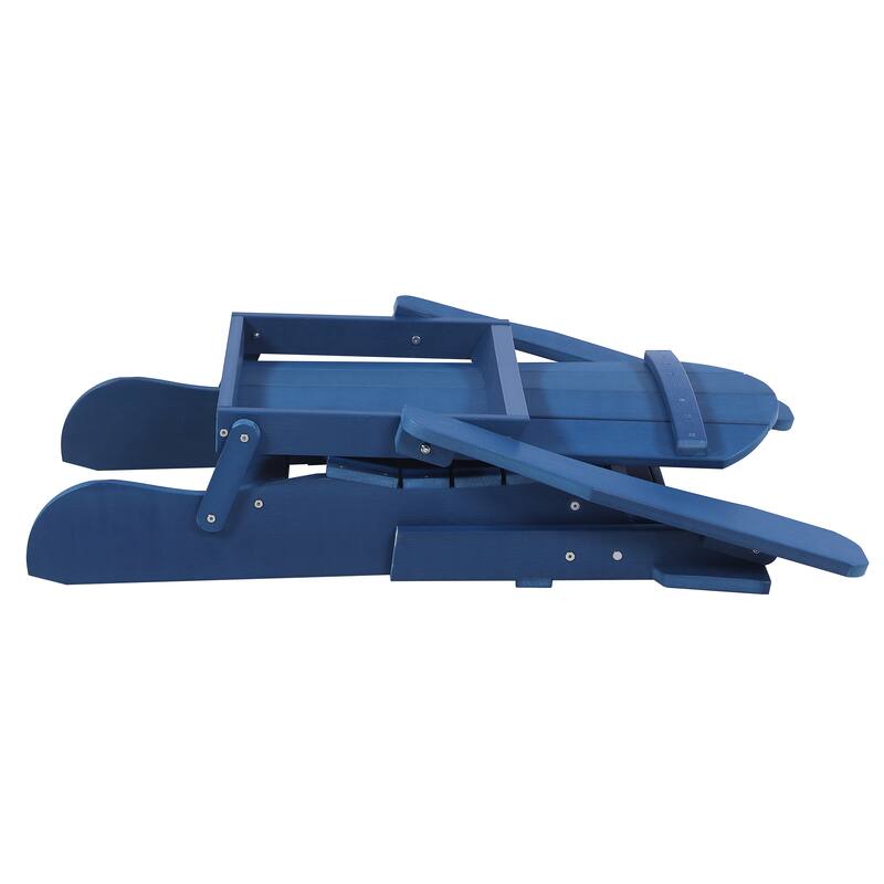 Hurley Folding Poly Plastic Adirondack Chair with Pull-out Ottoman