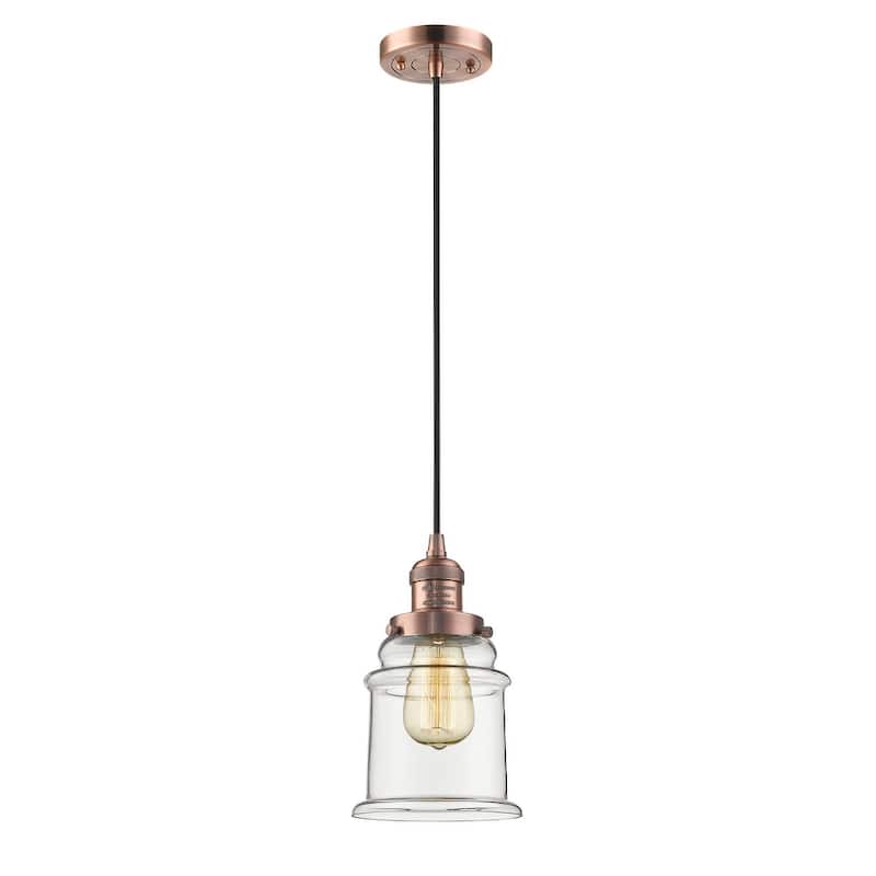 Innovations Lighting Canton 6" Wide Mini Pendant - Cord Suspension - Antique Copper / Clear