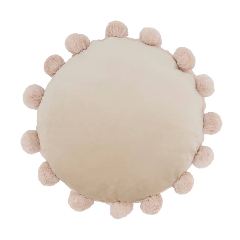 Posh Faux Bunny Fur Pom Pom Poly Filled Throw Pillow