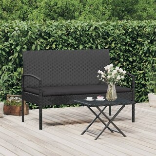 vidaXL Patio Bench with Cushion different color 41.3" Poly Rattan - 41.3" x 22.8" x 29.1"
