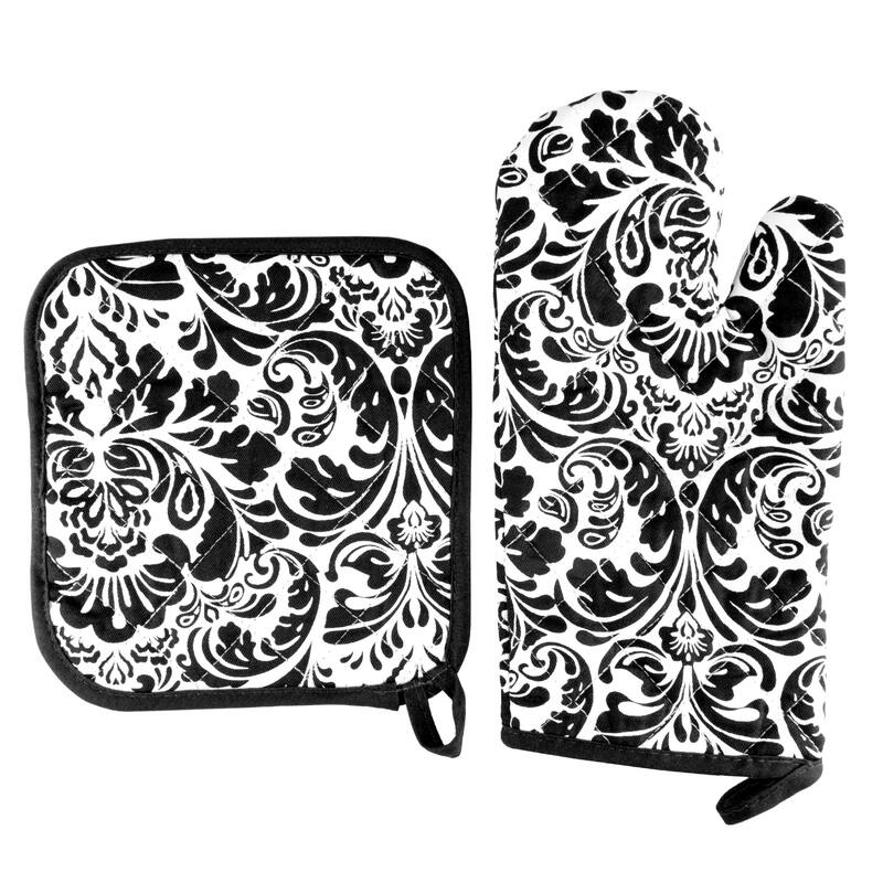 Oven Mitt And Pot Holder Set, Quilted And Flame And Heat Resistant By Windsor Home