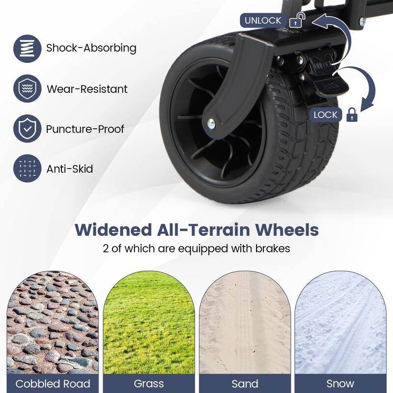 Gymax Collapsible Wagon w/Removable Canopy Adjustable Handles