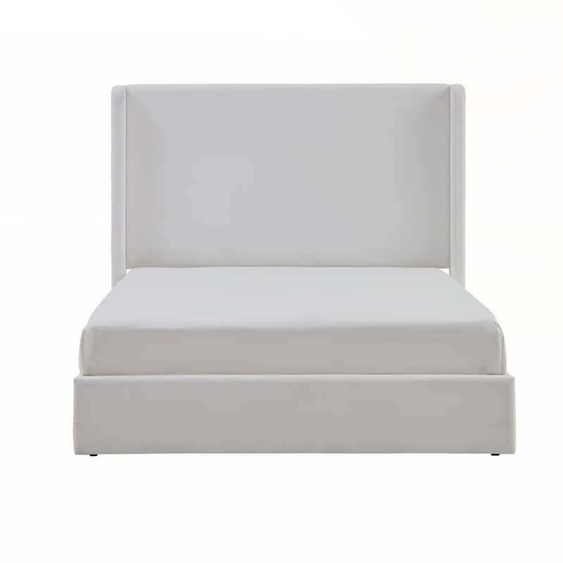 Upholstered Platform Bed Frame with Wingback Bed