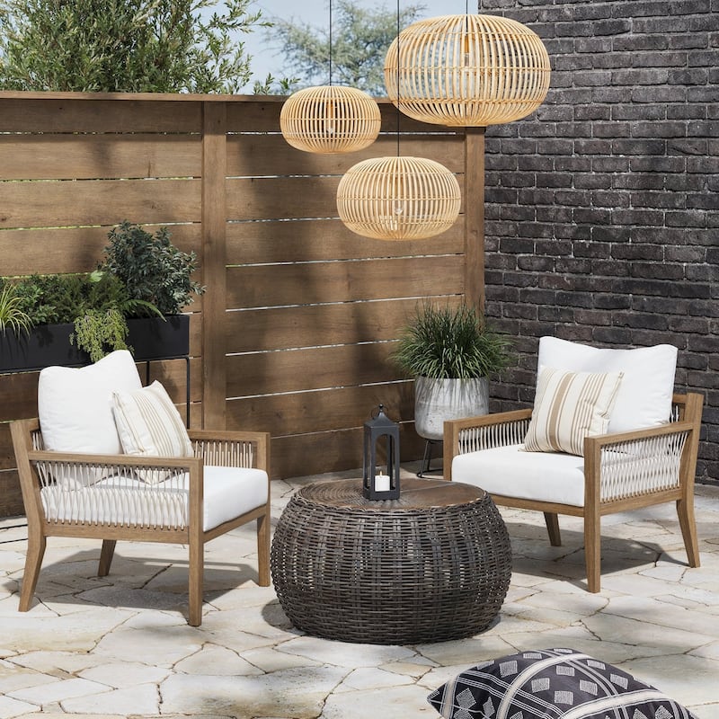 Freya Bohemian Wooden Armchair, Outdoor Patio Chair, Solid Acacia Wood Frame