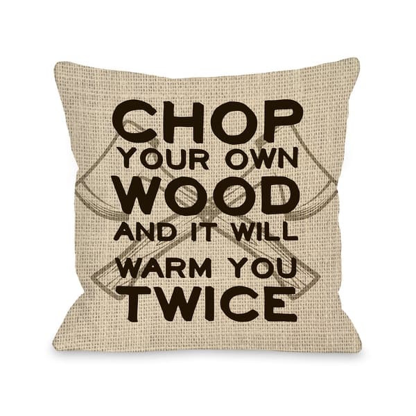 Chop Your Own Wood Burlap Tan Pillow by OBC Bed Bath & Beyond