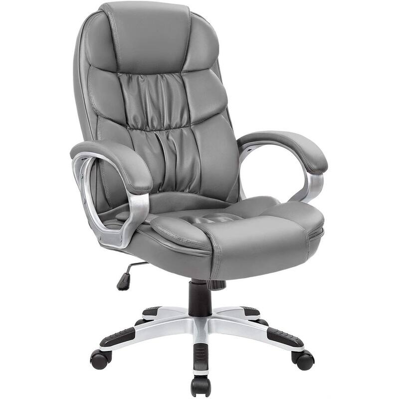 Homall High Back Office Chair - PU Leather Ergonomic Desk Chair - Grey